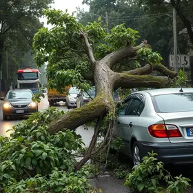árvore cai sobre carro